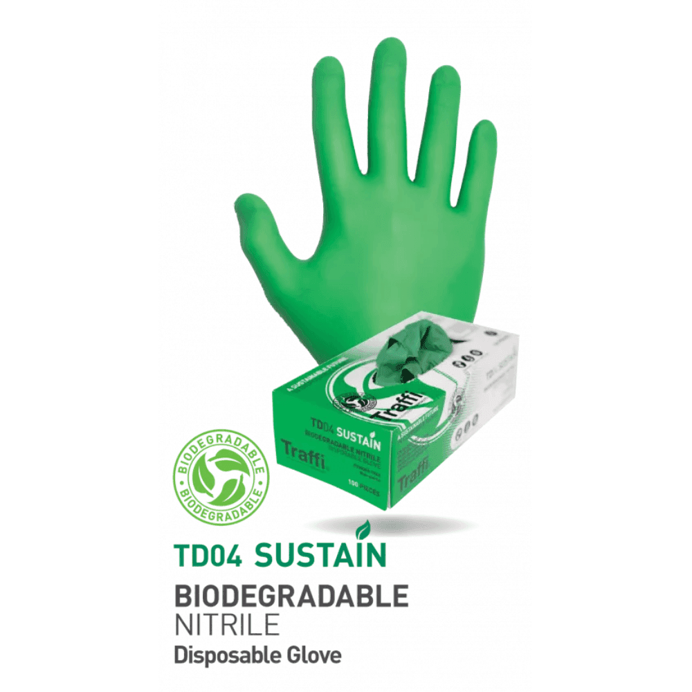 TD04 Sürdürülebilir Biyobozunur Nitril Tek Kullanımlık Eldiven 100'lü kutu