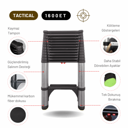 3.8M Askeri ve Taktik Amaçlı Tam Otomatik Teleskopik Merdiven - 1600ET TACTICAL - Görsel 5