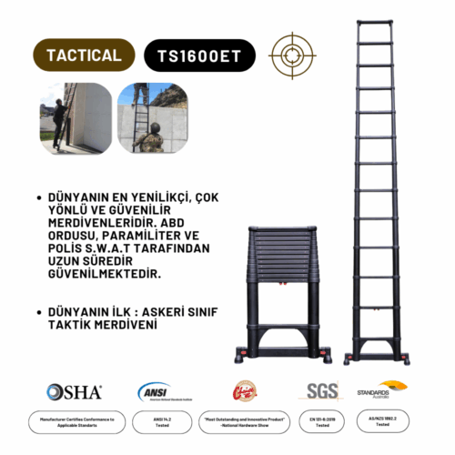 3.8M Askeri ve Taktik Amaçlı Tam Otomatik Teleskopik Merdiven - TS1600ET TACTICAL - Görsel 4