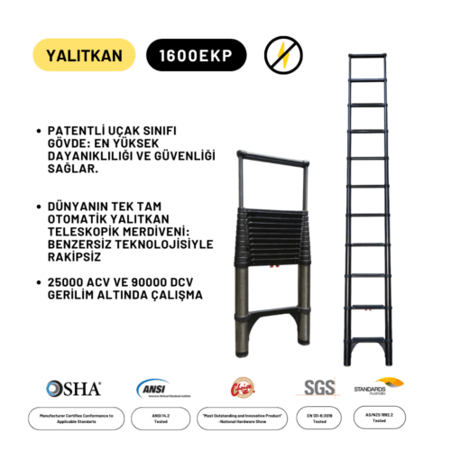 3.8m Kevlar Insulated Extension Telescopic Ladder AC25KV - AS1600EKP - Image 4