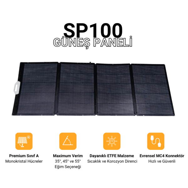 100W Katlanabilen Taşınabilir Yüksek Verimli Güneş Enerjisi Şarj Paneli - SP100
