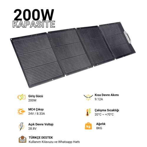Portable Solar Panel 200W – IP67 Waterproof – 3-Angle Adjustment – Foldable Solar Charging Device | SP200 - Image 3