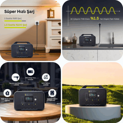 1008WH Taşınabilir Güç Kaynağı %99.99 MPPT BMS Çoklu Koruma Kablosuz Şarj - Singo1000 - Görsel 6
