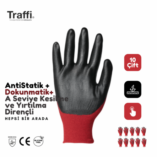 10 ÇİFT TG1290 Dokunmatik Antistatik A Seviye Kesilme Yırtılma Dirençli Çok Amaçlı İş Eldiveni - Görsel 3