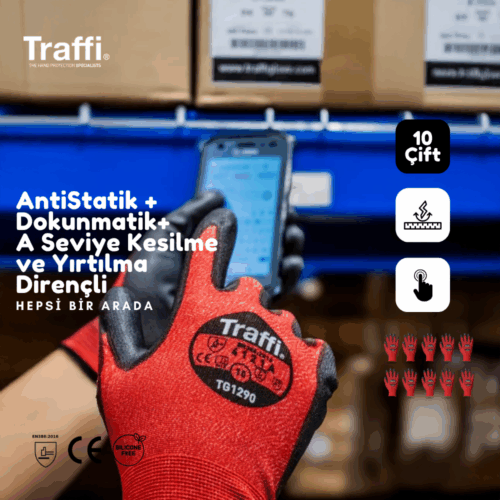10 ÇİFT TG1290 Dokunmatik Antistatik A Seviye Kesilme Yırtılma Dirençli Çok Amaçlı İş Eldiveni - Görsel 4
