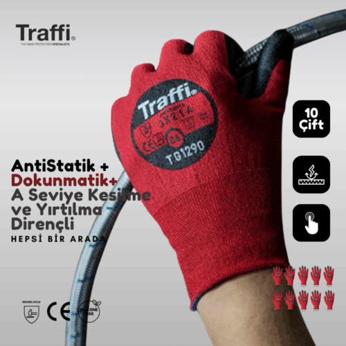 10 ÇİFT TG1290 Dokunmatik Antistatik A Seviye Kesilme Yırtılma Dirençli Çok Amaçlı İş Eldiveni - Görsel 5