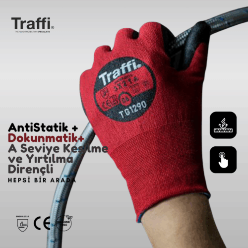 TG1290 Dokunmatik Antistatik A Seviye Kesilme Yırtılma Dirençli Çok Amaçlı İş Eldiveni - Görsel 5