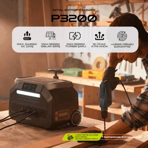 2048Wh | 6400W Max.  LifePO4 Taşınabilir Güç Kaynağı Ücretsiz Aplikasyon Dahili PowerBank Jumpstarter + Fener  +4000 üstü Döngü %99.99 BMS ÇOKLU ÇIKIŞ | P3200 - Görsel 2