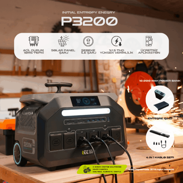 2048Wh | 6400W Max. LiFePO4 Portable Power Station | Free App | Built-in PowerBank | Jumpstarter + Flashlight | 4000+ Cycles | 99.99% BMS | MULTI OUTPUT | P3200 - Image 4